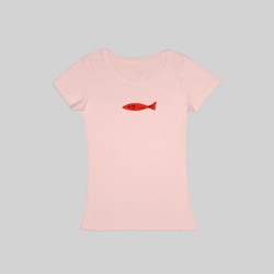 T-shirt icona pesce donna rosa pastello