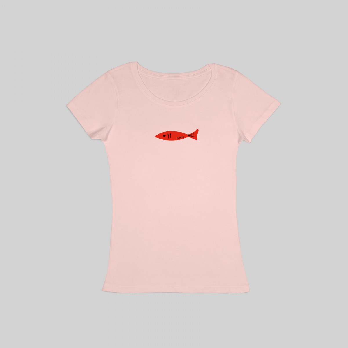 T-shirt icona pesce donna rosa pastello