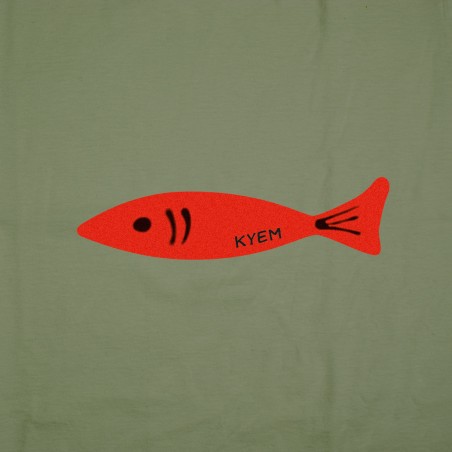 T-shirt icona pesce donna kaki particolare stampa