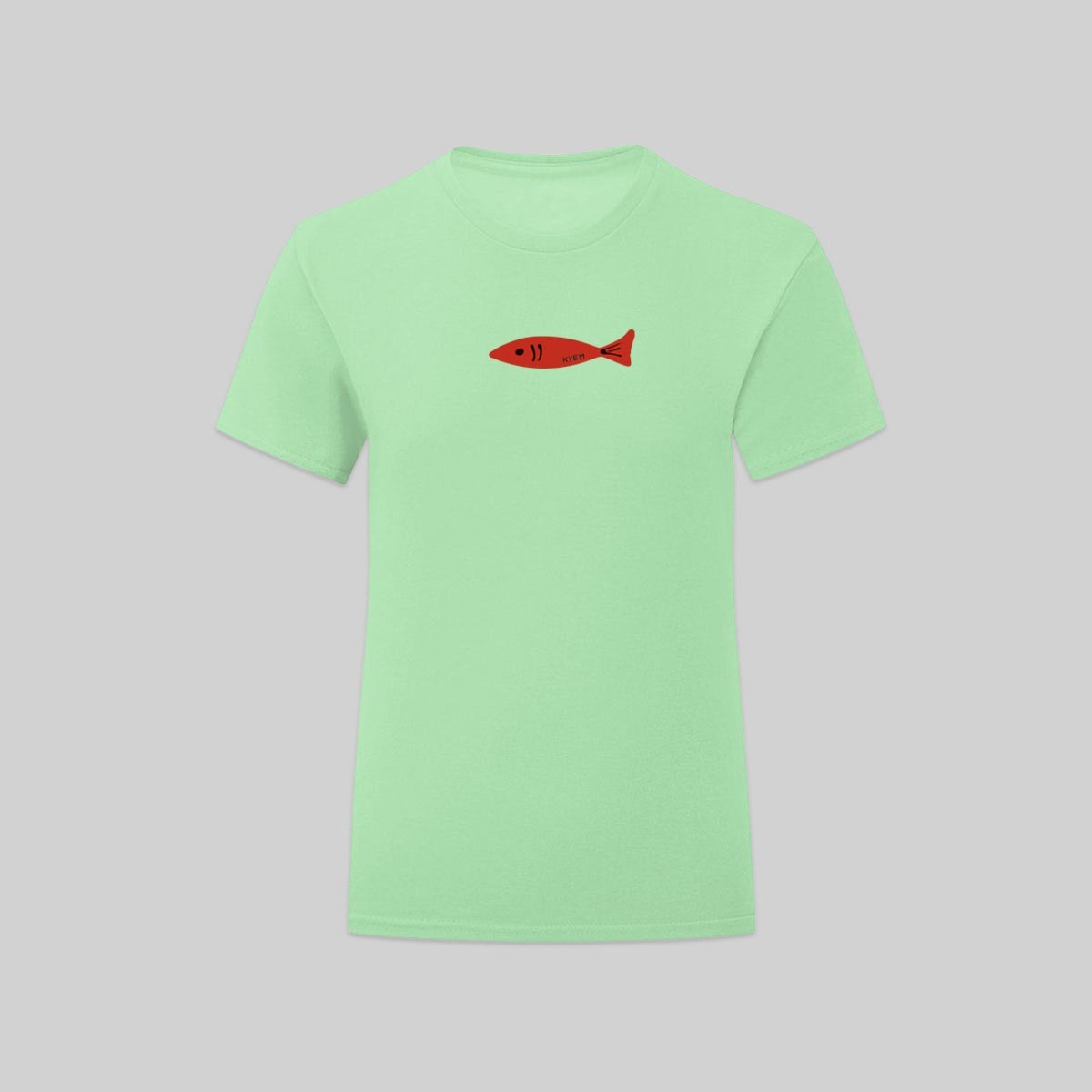 T-shirt icona pesce bambina verde menta